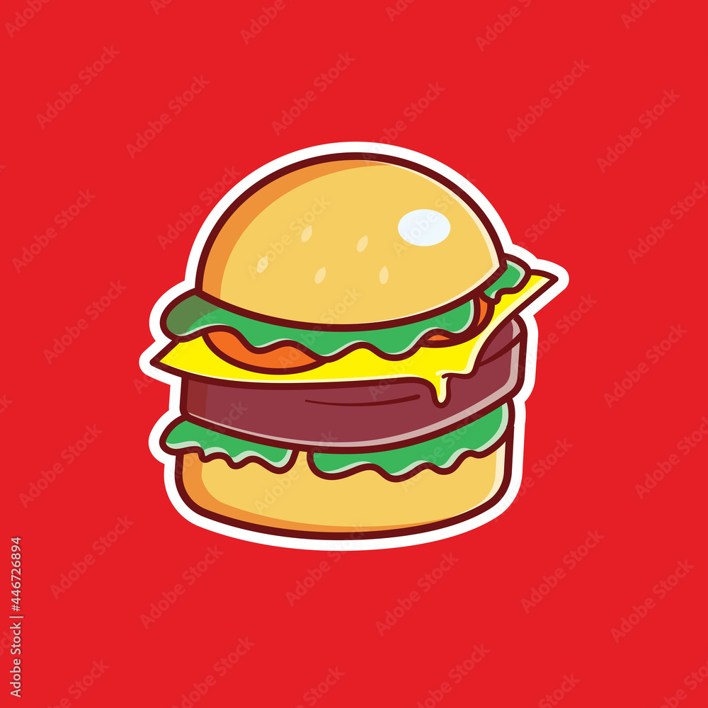 Burger Icon Illustration Logo concept isolated flat cartoon style Burger Icon Illustration Logo concept isolated flat cartoon style