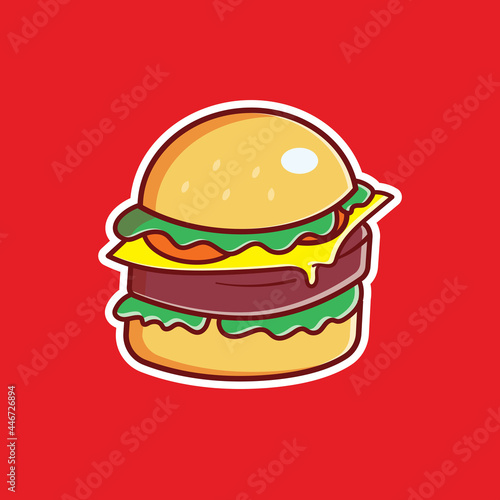 Burger Icon Illustration Logo concept isolated  flat cartoon style