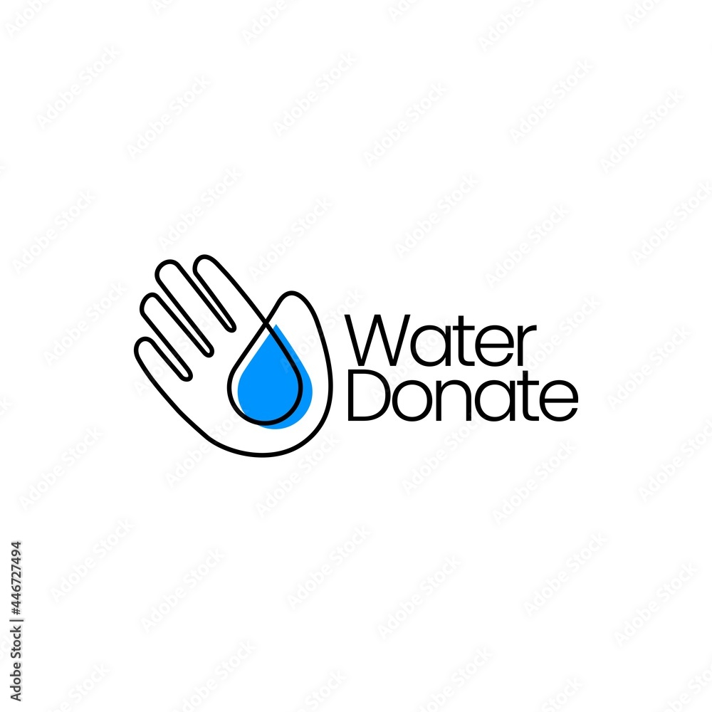 Obraz premium water hand donate drop care donation wash clean logo vector icon illustration