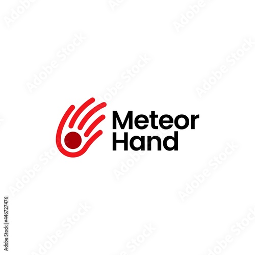 meteorite hand impact meteor logo vector icon illustration