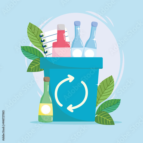 recycle bin with bottles glass