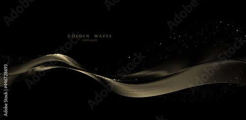golden wave background, luxury gold lines