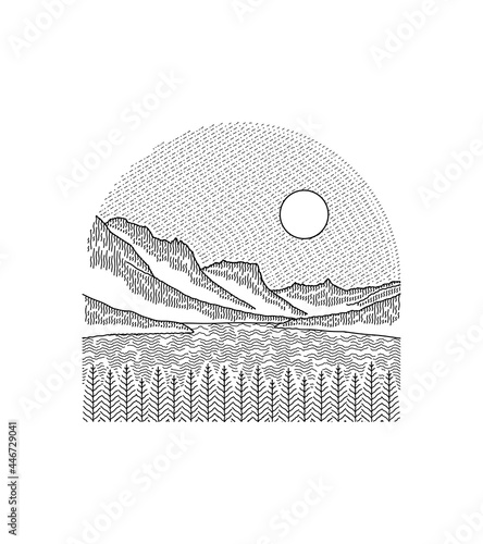 illustration of st. lake mary in montana glacier national park