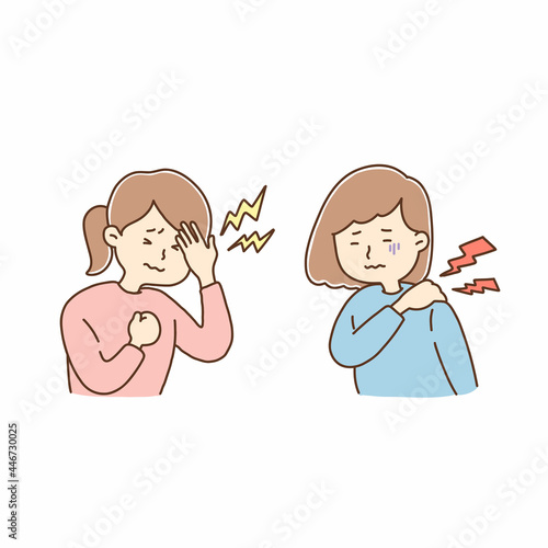 女性、ストレス、体調不良、頭痛、肩こり