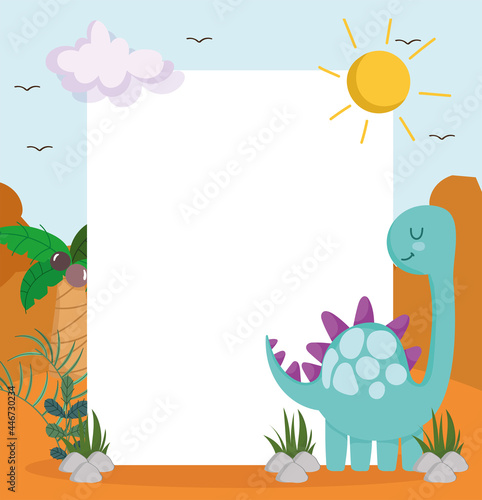 cute dinosaur and banner © Stockgiu