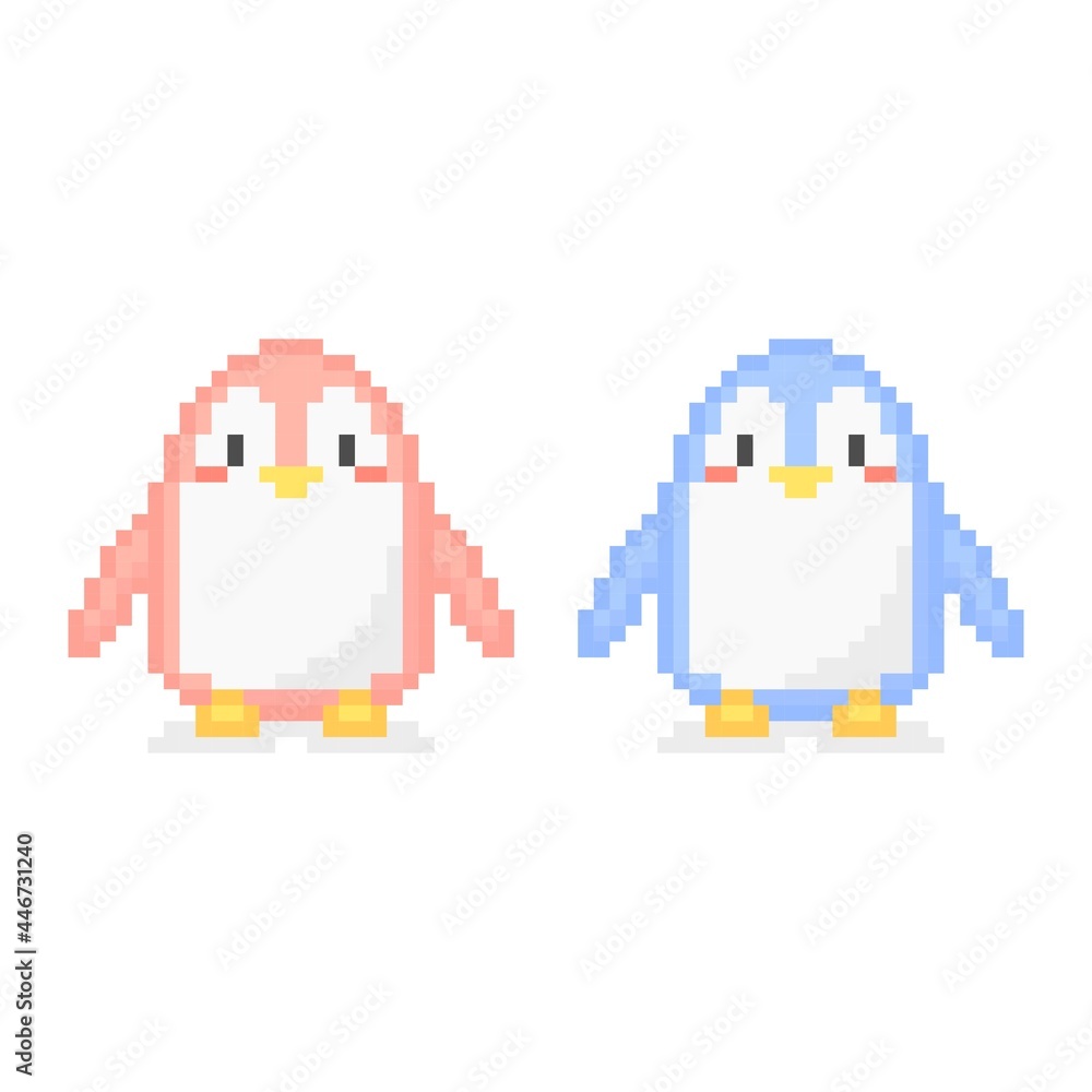 pixel art of penguin couple pixel art of penguin couple