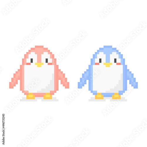 pixel art of penguin couple
