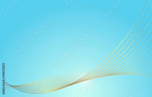 Abstract background design in light blue tones with flowing golden lines.