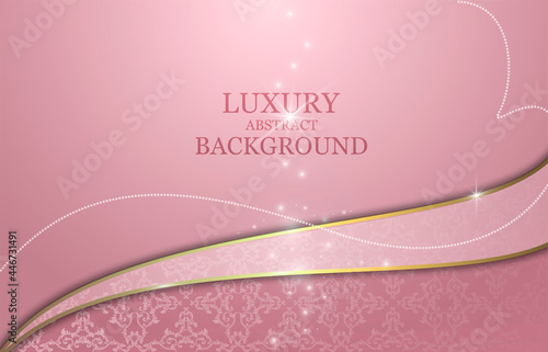 Abstract background design in pink tones with flowing golden lines.