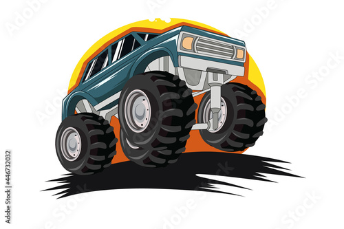 monster truck jumping vector