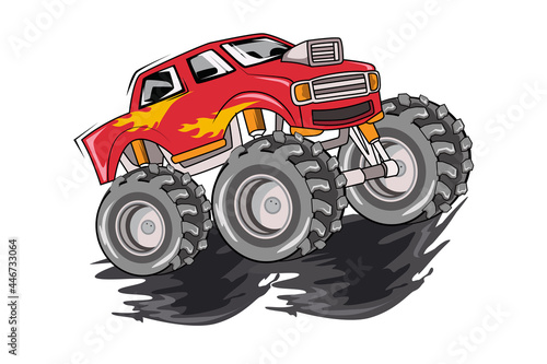 red monster truck vector art