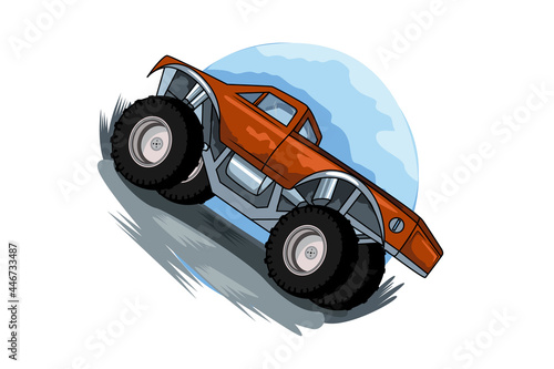 monster truck jumping vector