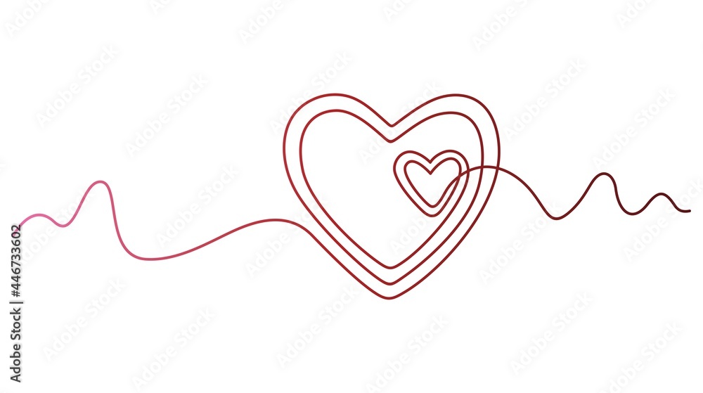 Continuous one line drawing of heart isolated on white background. Vector illustration Continuous one line drawing of heart isolated on white background. Vector illustration