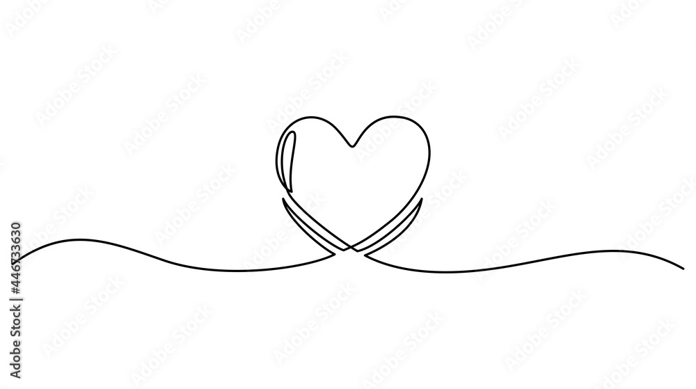 Continuous one line drawing of heart isolated on white background. Vector illustration Continuous one line drawing of heart isolated on white background. Vector illustration
