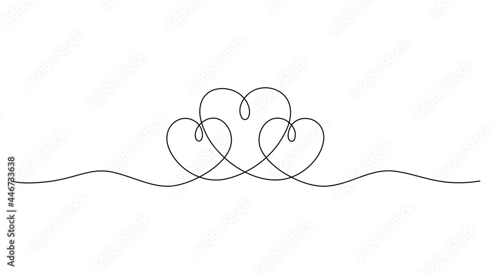 Continuous one line drawing of heart isolated on white background. Vector illustration Continuous one line drawing of heart isolated on white background. Vector illustration