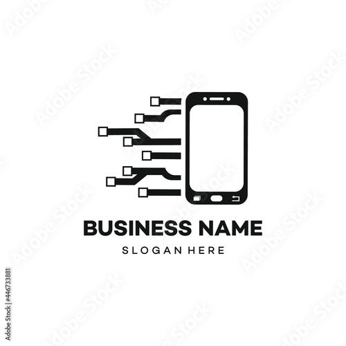 Mobile phone Technology Logo.Digital Mobile phone symbol, vector illustration stock illustration