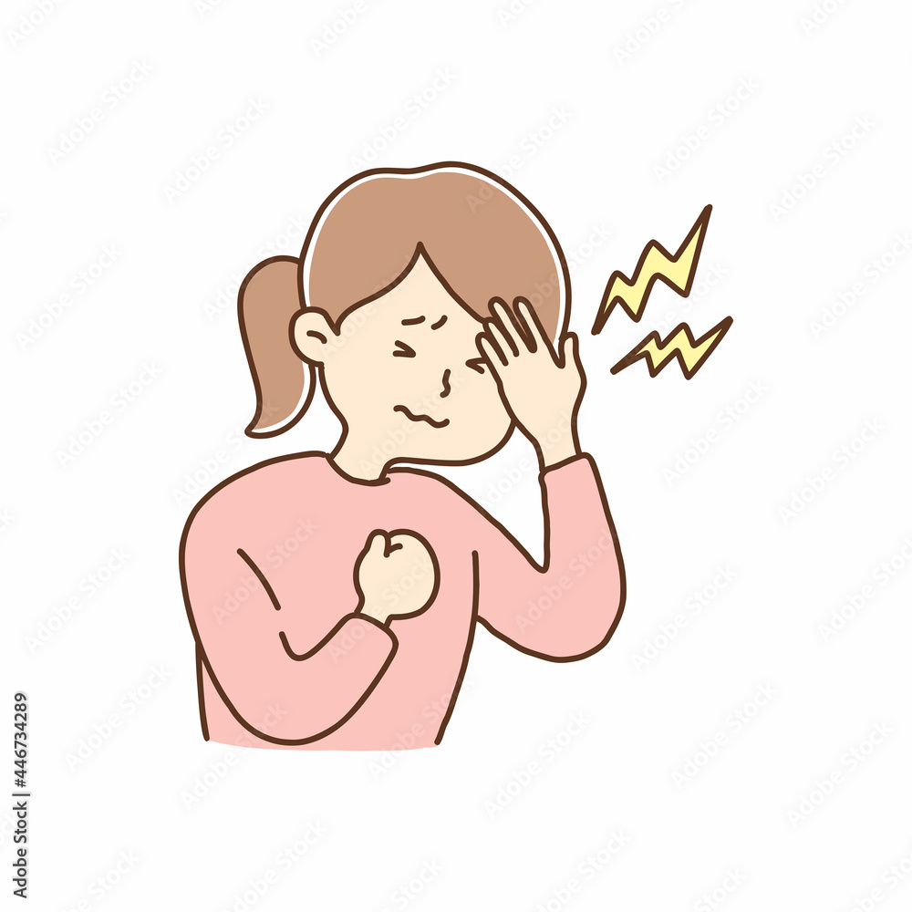 女性、ストレス、体調不良、頭痛、肩こり 女性、ストレス、体調不良、頭痛、肩こり