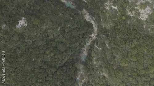 Aerial, Polylimnio Waterfalls, Peloponnes, Greece photo