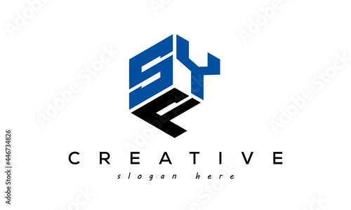 TYF letters creative logo with hexagon	 photo