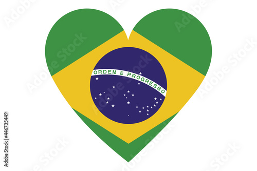 Brazil flag of heart shape isolated on white background