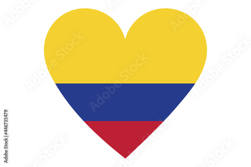 Colombia flag of heart shape isolated on white background