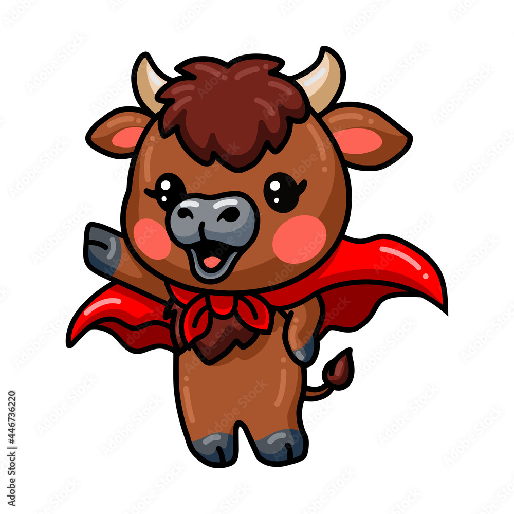 Cute superhero baby buffalo cartoon Cute superhero baby buffalo cartoon
