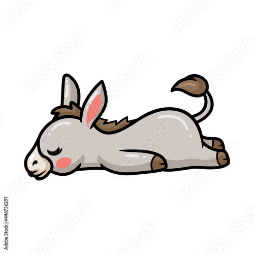 Cute baby donkey cartoon sleeping