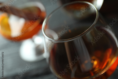 Concept of hard alcoholic drinks with cognac