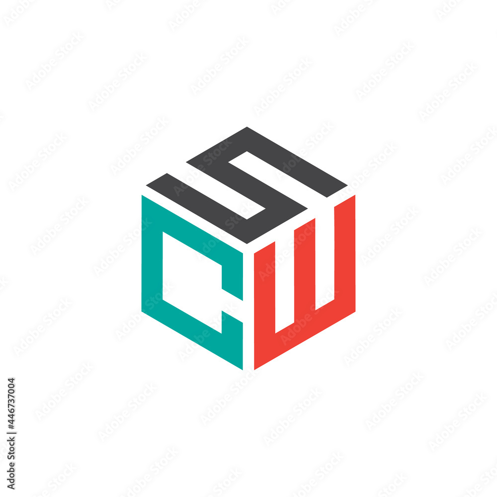Hexagon logo with the letters SCW design Hexagon logo with the letters SCW design
