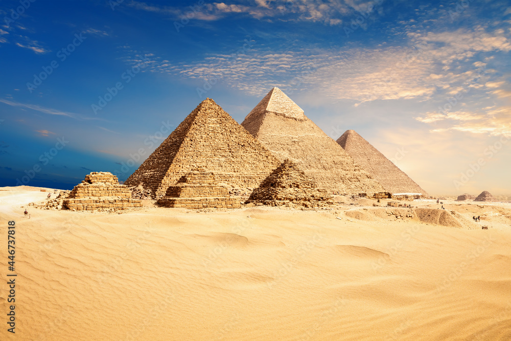 Famous Giza Pyramids, beautiful desert view, Cairo, Egypt