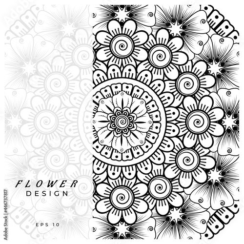 Mehndi flower for henna  mehndi  tattoo  decoration. decorative ornament in ethnic oriental style. doodle ornament. coloring book page.
