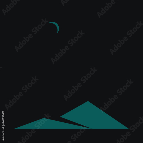 Geometric Mountains silhouette landscape art poster illustration