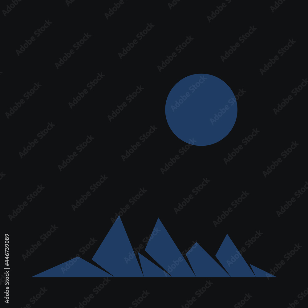 Obraz premium Geometric Mountains silhouette landscape art poster illustration