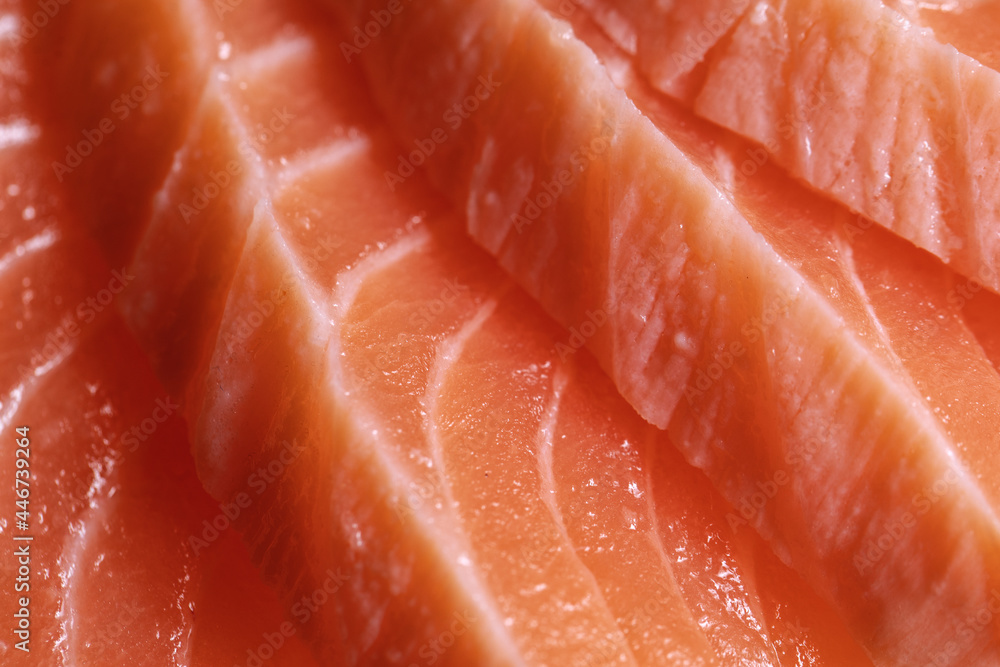 Fresh Salmon sashimi full frame macro close up