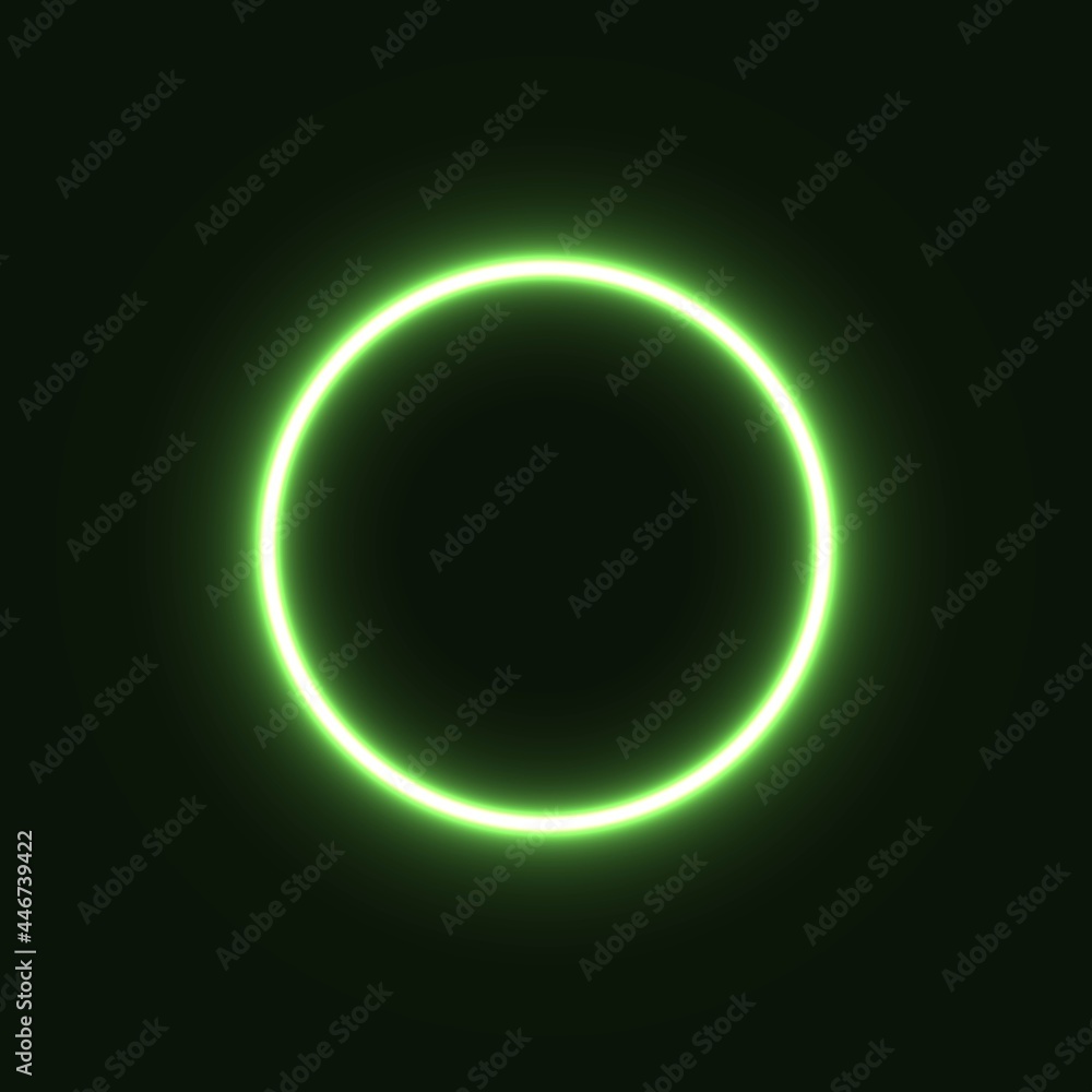 green abstract neon circle glowing in the dark. design element for poster, banner, advertisement, print.neon illustration green abstract neon circle glowing in the dark. design element for poster, banner, advertisement, print.neon illustration