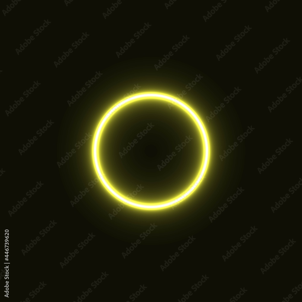 yellow abstract neon circle glowing in the dark. design element for poster, banner, advertisement, print.neon illustration yellow abstract neon circle glowing in the dark. design element for poster, banner, advertisement, print.neon illustration