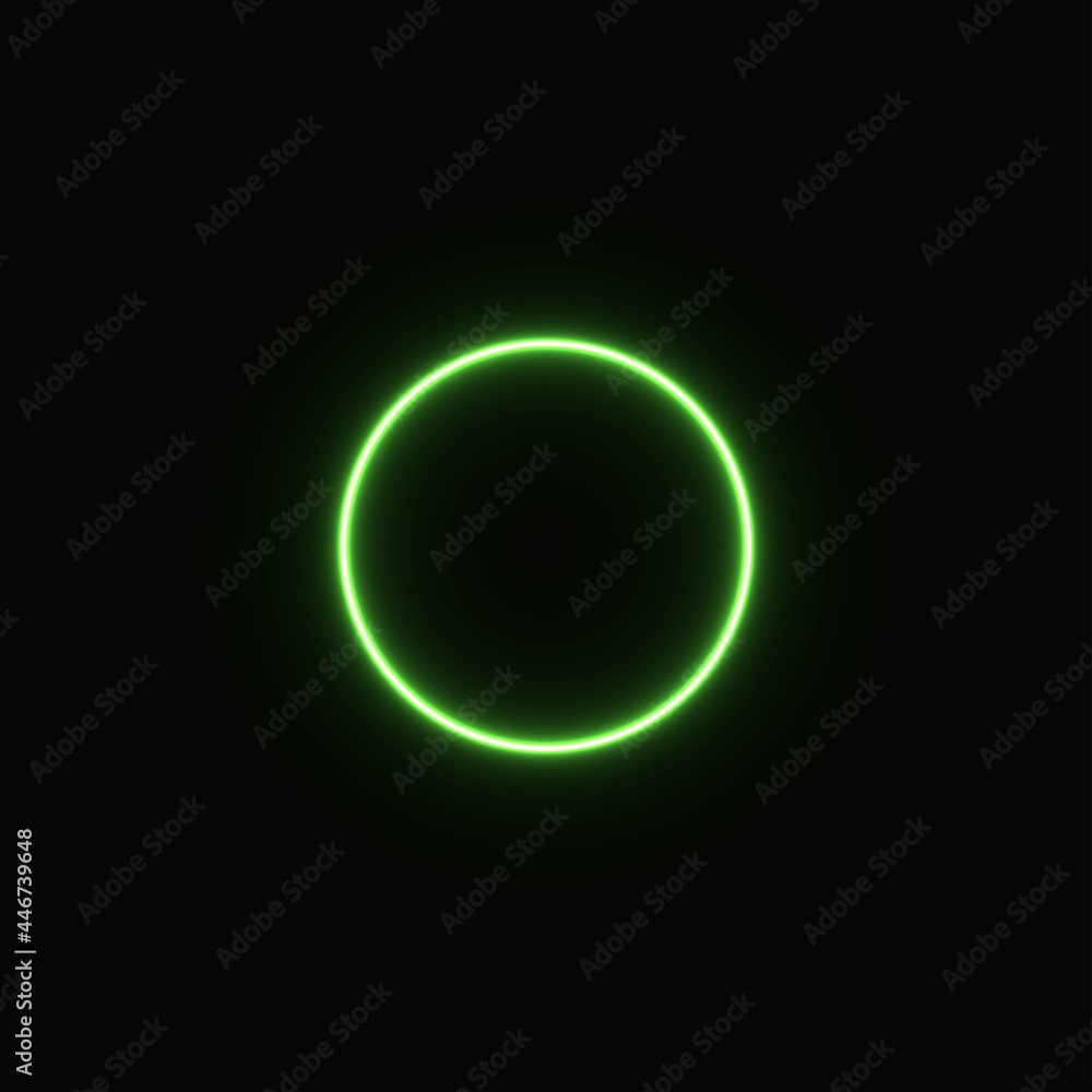 green abstract neon circle glowing in the dark. design element for poster, banner, advertisement, print.neon illustration green abstract neon circle glowing in the dark. design element for poster, banner, advertisement, print.neon illustration