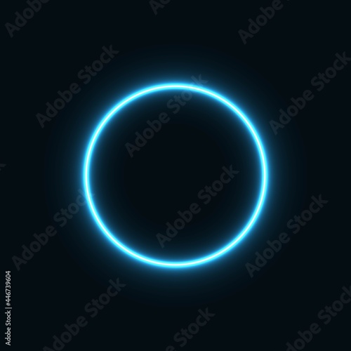 bluy abstract neon circle glowing in the dark. design element for poster  banner  advertisement  print.neon illustration