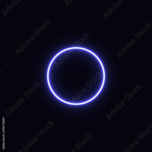 blue abstract neon circle glowing in the dark. design element for poster, banner, advertisement, print.neon illustration