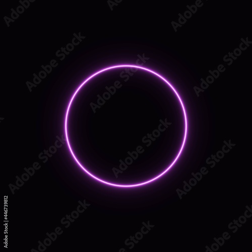 pink abstract neon circle glowing in the dark. design element for poster, banner, advertisement, print.neon illustration