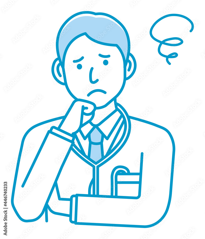 Young male doctor gesture variation illustration | thinking, worried, trouble