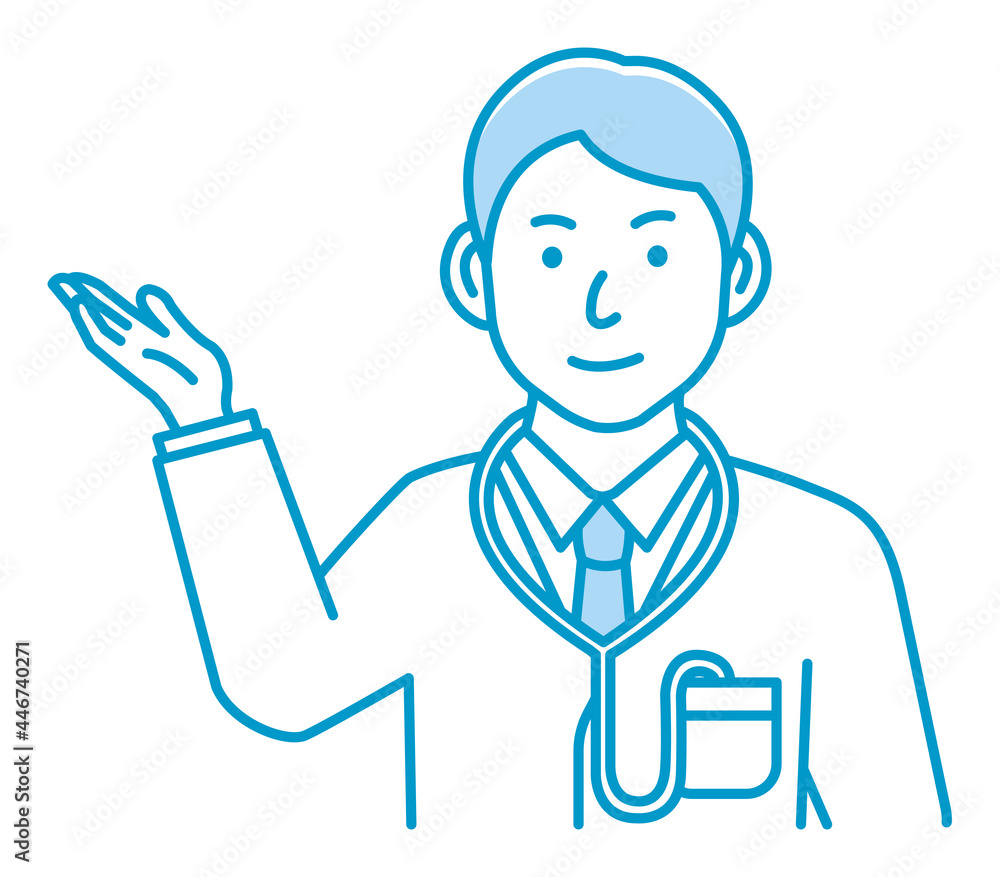 Young male doctor gesture variation illustration | navigate, recommend Young male doctor gesture variation illustration | navigate, recommend
