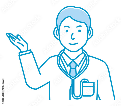 Young male doctor gesture variation illustration | navigate, recommend