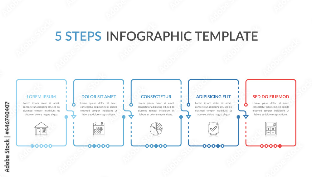 Infographic template with five elements with place for your text and ...
