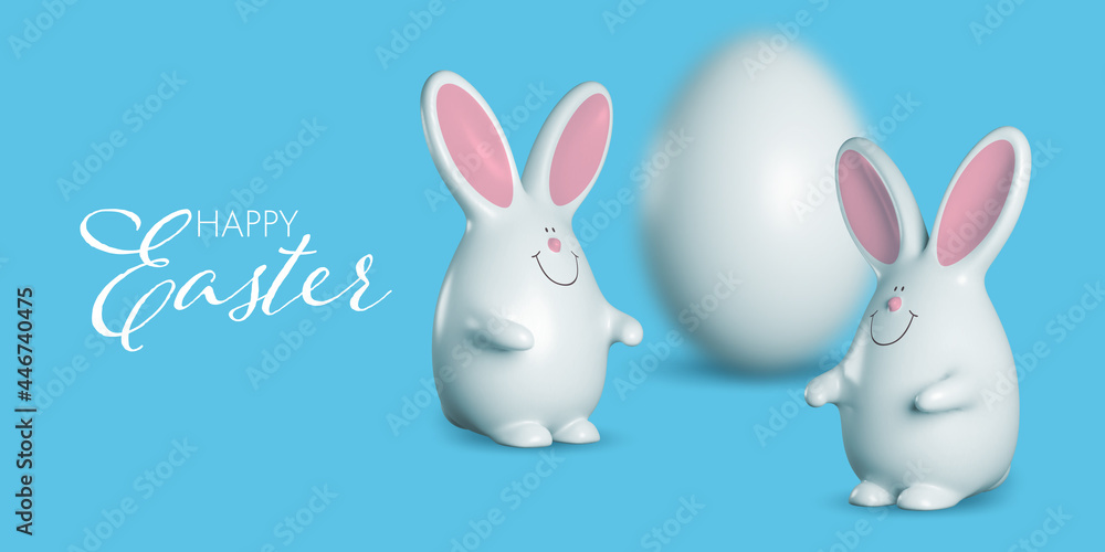 3d Easter bunny. Design element for greeting card, invitation or banner 3d Easter bunny. Design element for greeting card, invitation or banner