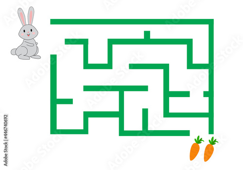 Maze Game For Kids. Help Rabbit Find Road to Carrots