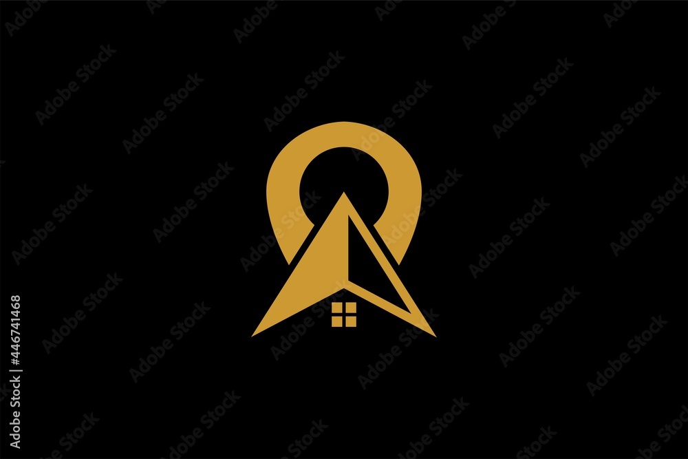 Pin mark and north icon logo design vector. Map home sign symbol. Pin mark and north icon logo design vector. Map home sign symbol.