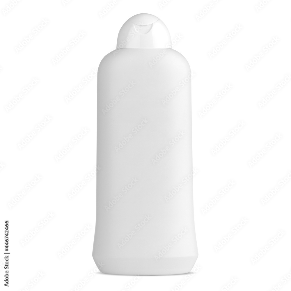 A clean white plastic bottle. Packaging for cosmetic or chemical products. The image is isolated on a white background for design and web. A clean white plastic bottle. Packaging for cosmetic or chemical products. The image is isolated on a white background for design and web.