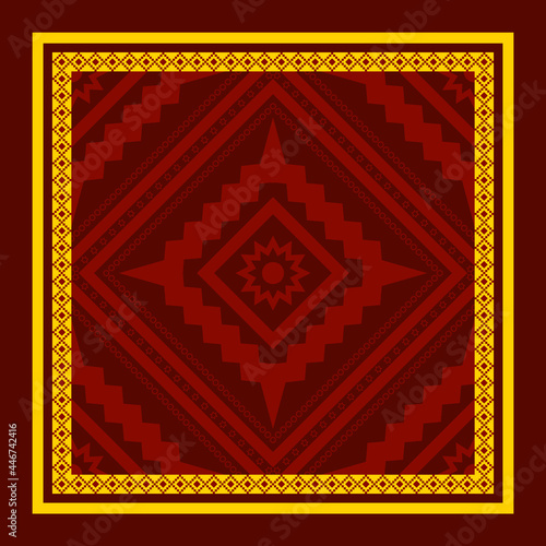 Geometric ethnic oriental seamless pattern traditional Design for background,carpet,wallpaper.clothing,wrapping,Batik fabric,Vector illustration.embroidery style - Sadu, sadou, sadow or sado