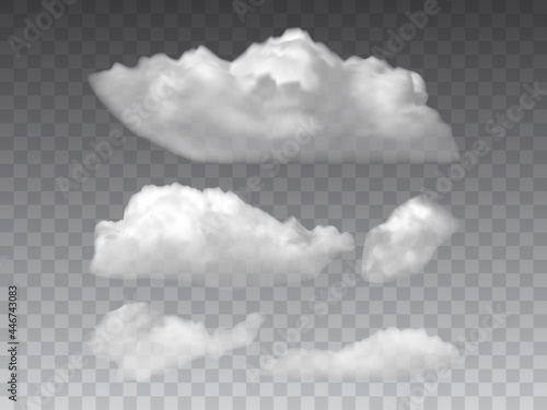 white fluffy clouds isolated on gray background vector